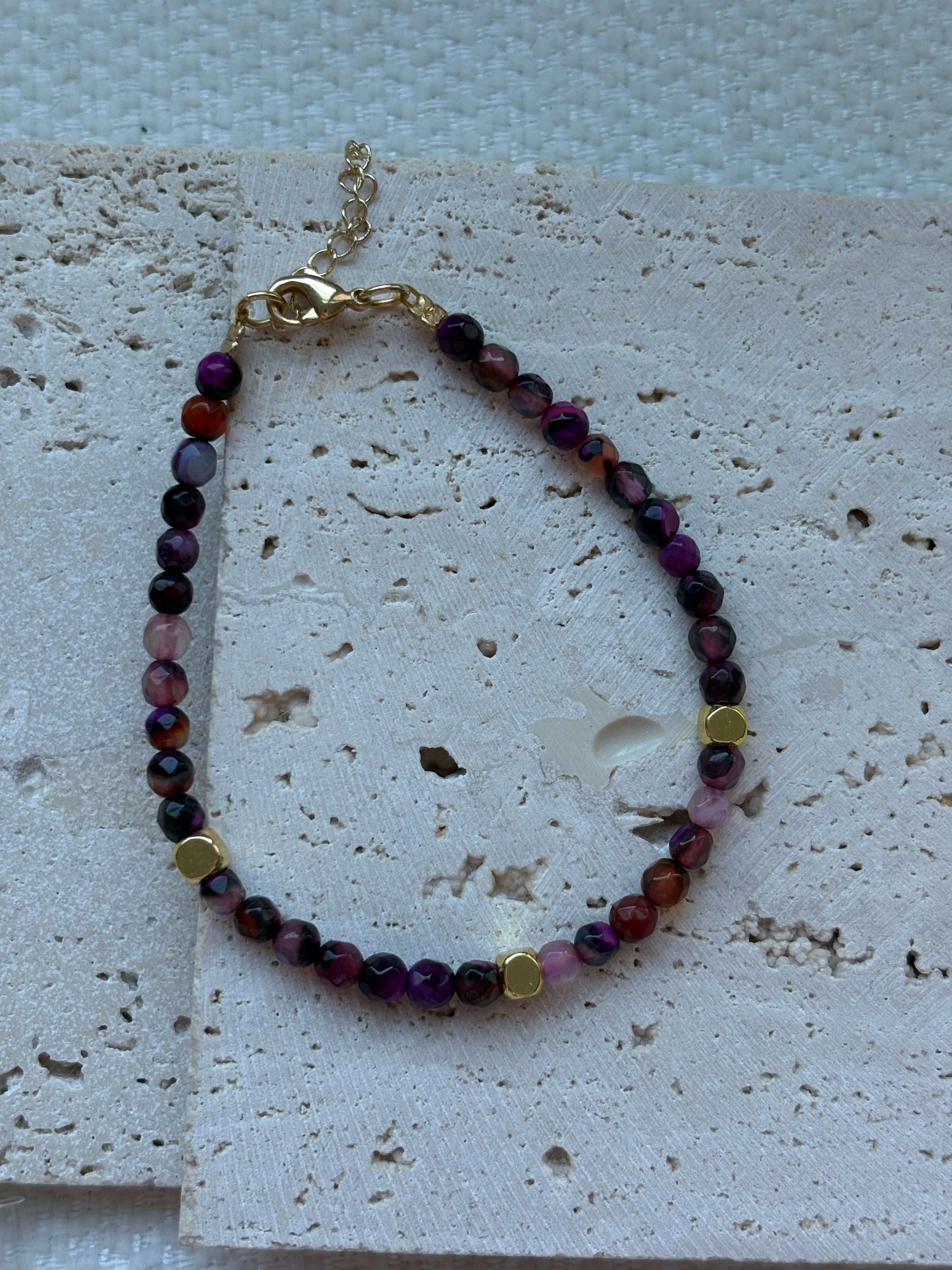Small Multi Agate Beads Bracelet