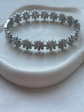 Silver Flowers Cuff