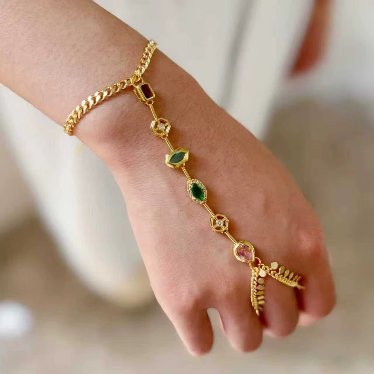 Multi-Stone Luxe Chain Bracelet
